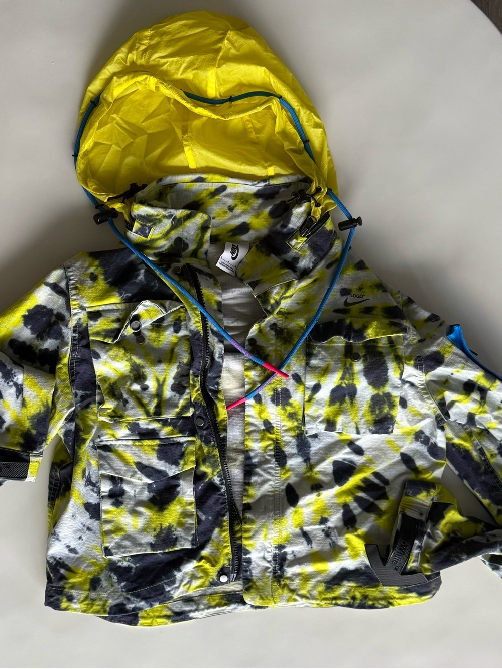 Nike x Off-White NRG AOP Tie Dye Windbreaker Volt CK4805-702 Virgil Abloh M